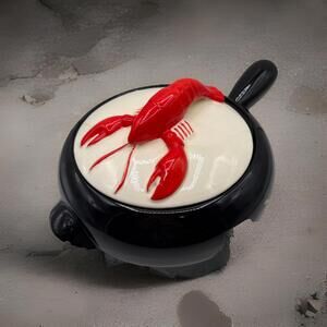 Vintage Shawnee Kenwood 1950s Ceramic Lobster Bisque Covered Soup Bowl Dish